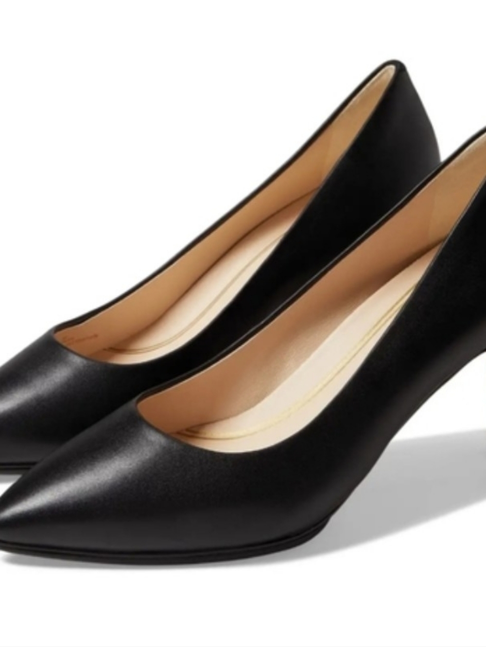 Cole Haan Black Pointed-Toe Leather Pumps - Picture 5 of 5